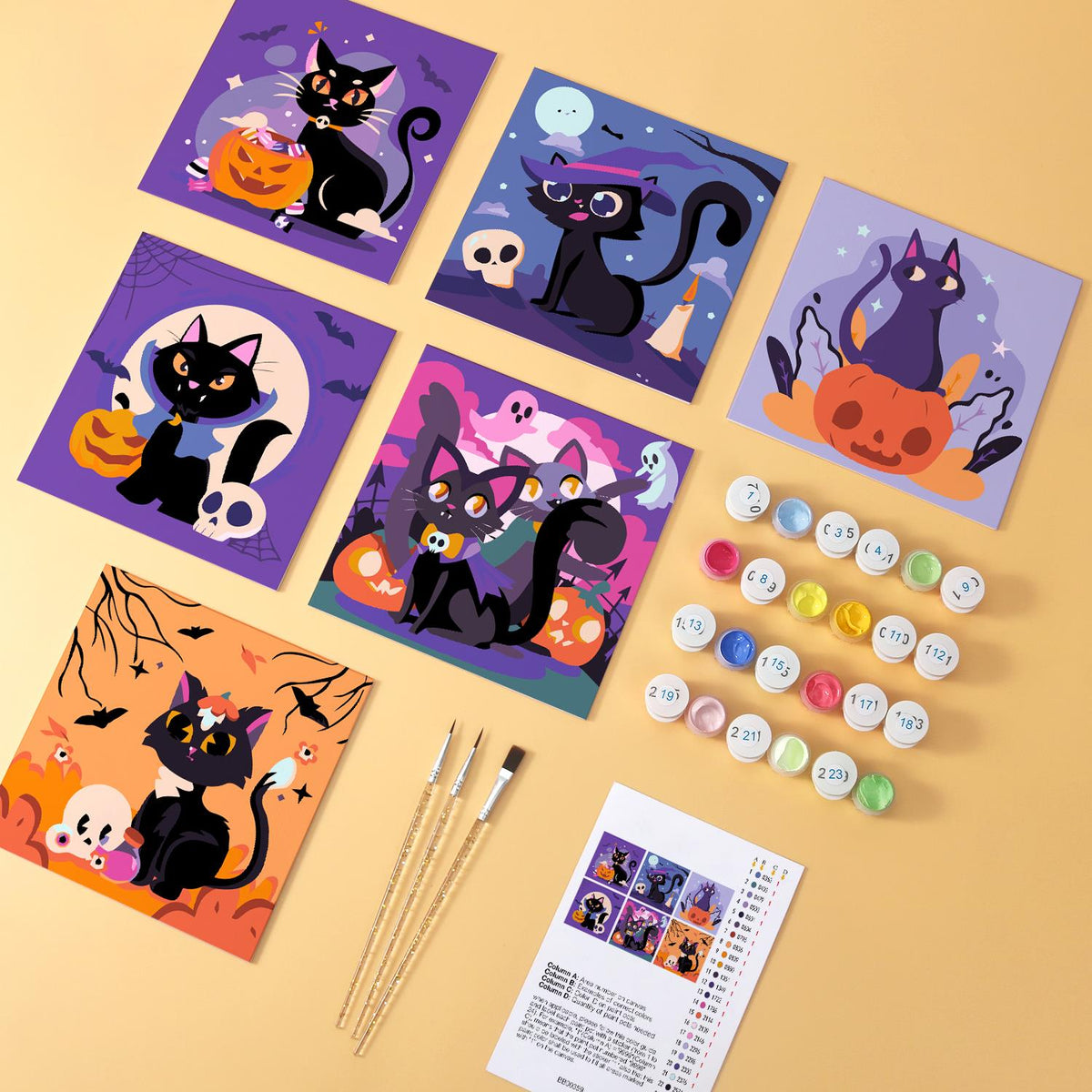 Pumpkin and Skull Black Cats mini board kit – image 5