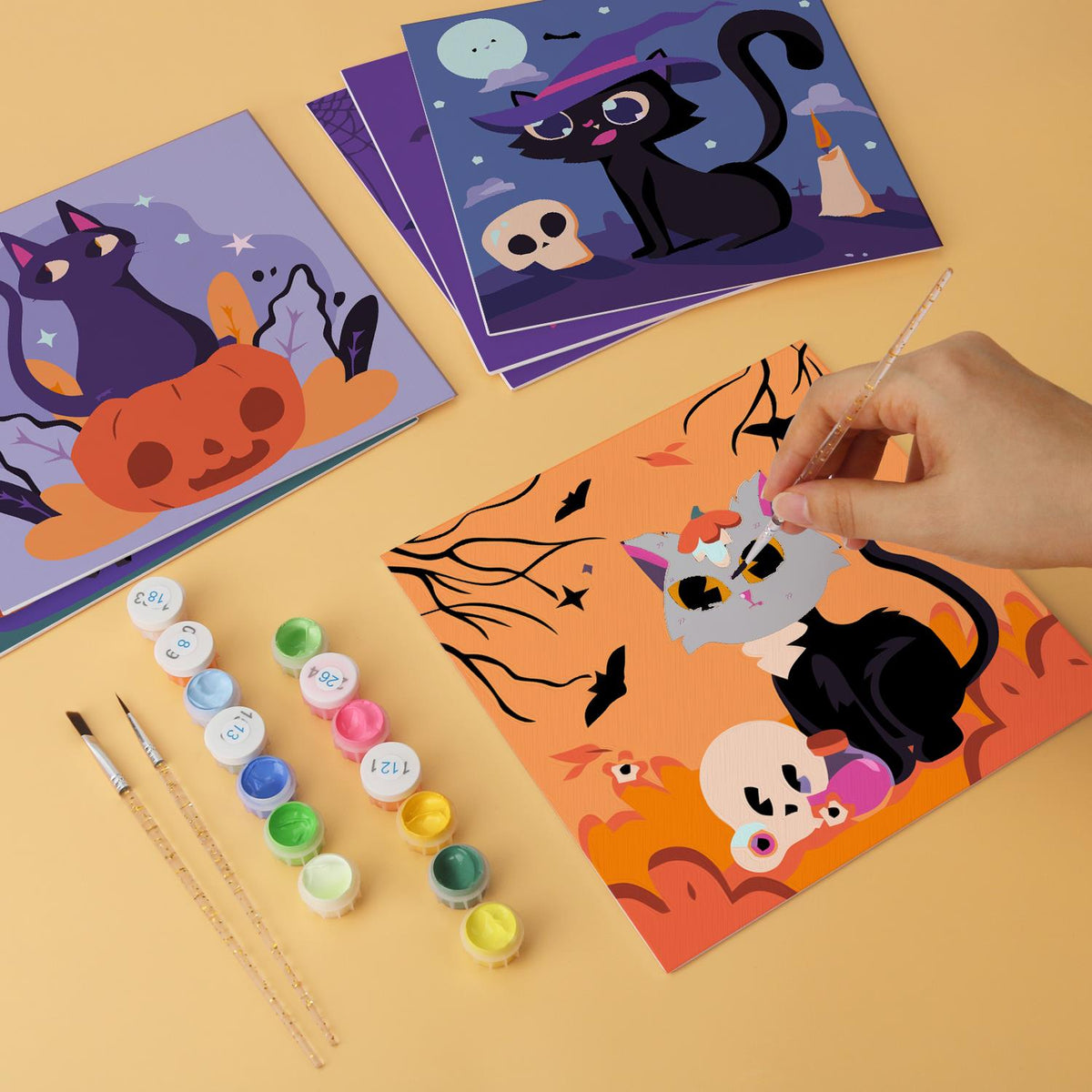 Pumpkin and Skull Black Cats mini board kit – image 7