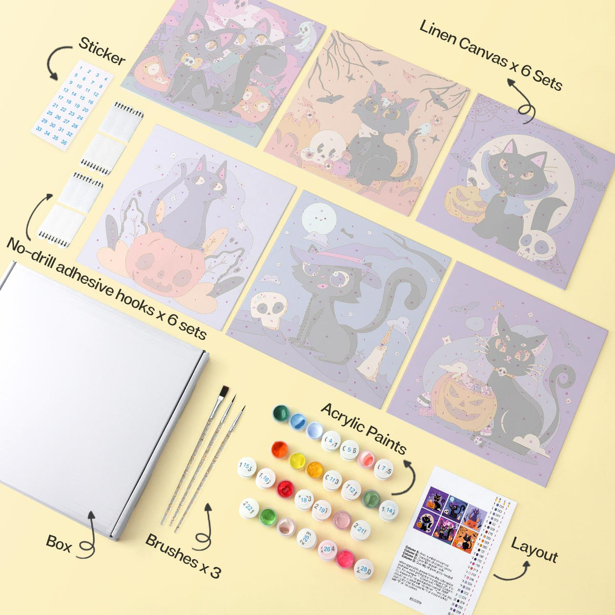 Pumpkin and Skull Black Cats mini board kit – image 15
