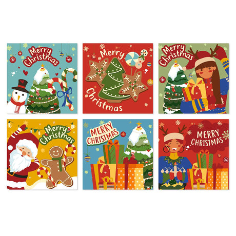 Gingerbread and Gifts Greetings mini board kit – Merry Christmas designs with a snowman, gingerbread tree, girl in antlers, Santa with gingerbread man and gifts