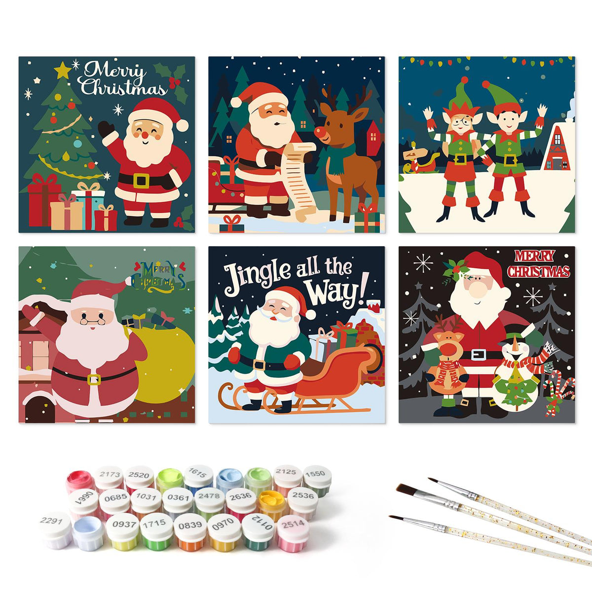 Santa's List and Busy Elves mini board kit – the 6 designs with the paint pots and brushes