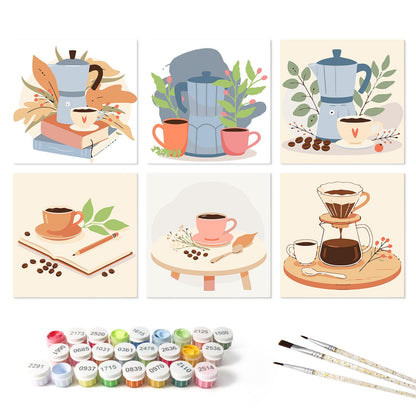 Moka Pot Morning Brew mini board kit – the 6 designs with the paint pots and brushes