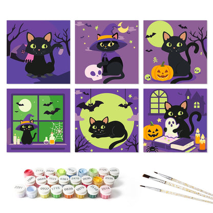 Spellbook and Candle Black Cats mini board kit – the 6 designs with the paint pots and brushes