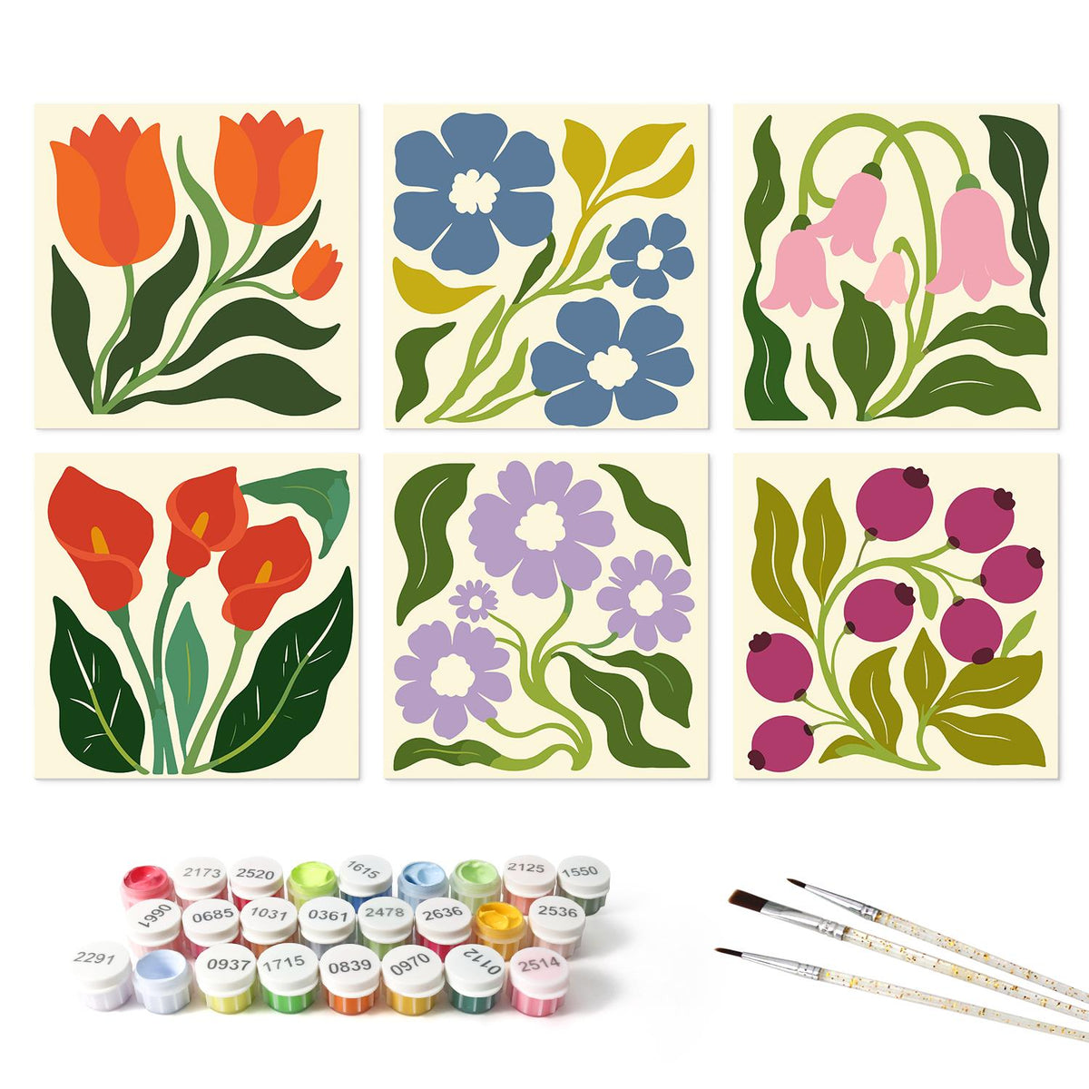 Calla Lily and Tulip Garden mini board kit – the 6 designs with the paint pots and brushes