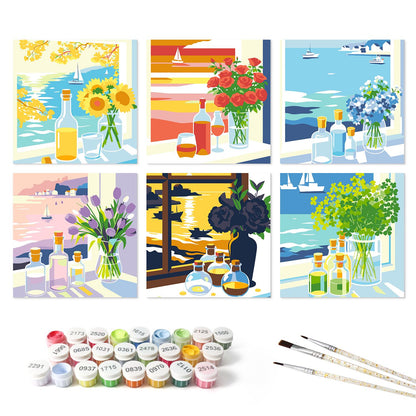 Seaview Windowsill Bouquets mini board kit – the 6 designs with the paint pots and brushes