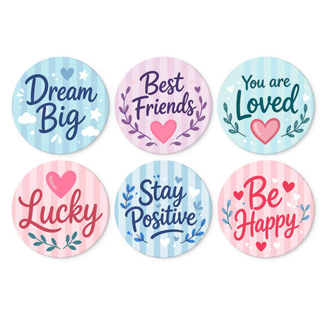 Dream Big Pastel Affirmations mini board kit – Pastel lettering with hearts: Dream Big, Best Friends, You are Loved, Lucky, Stay Positive and Be Happy