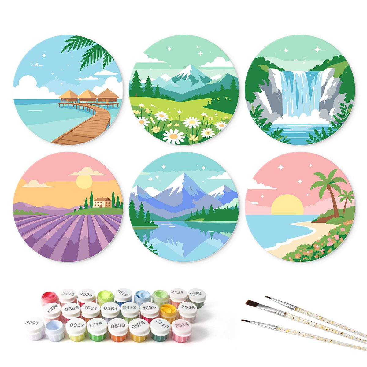 Overwater Bungalow Getaways mini board kit – the 6 designs with the paint pots and brushes