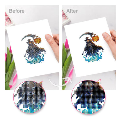 Glowing Witch Hat Pumpkins mini diamond painting – image 9