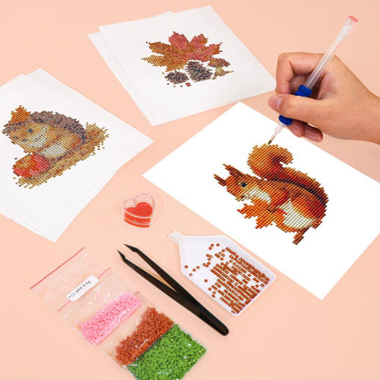 Hedgehog and Maple Leaf Autumn mini diamond painting – image 5
