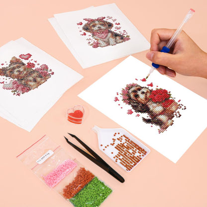 Cupid Puppies and Red Hearts mini diamond painting – image 5