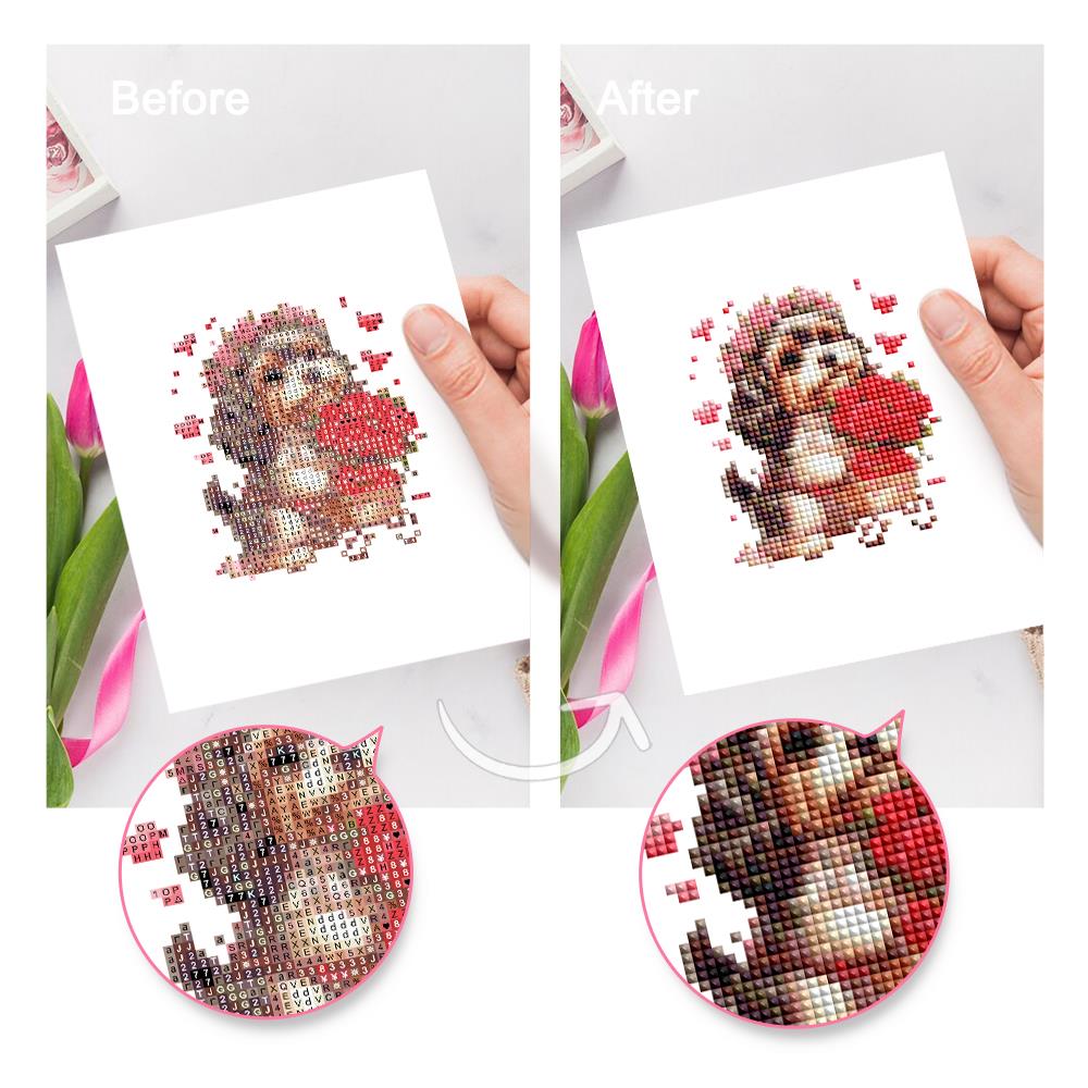 Cupid Puppies and Red Hearts mini diamond painting – image 9