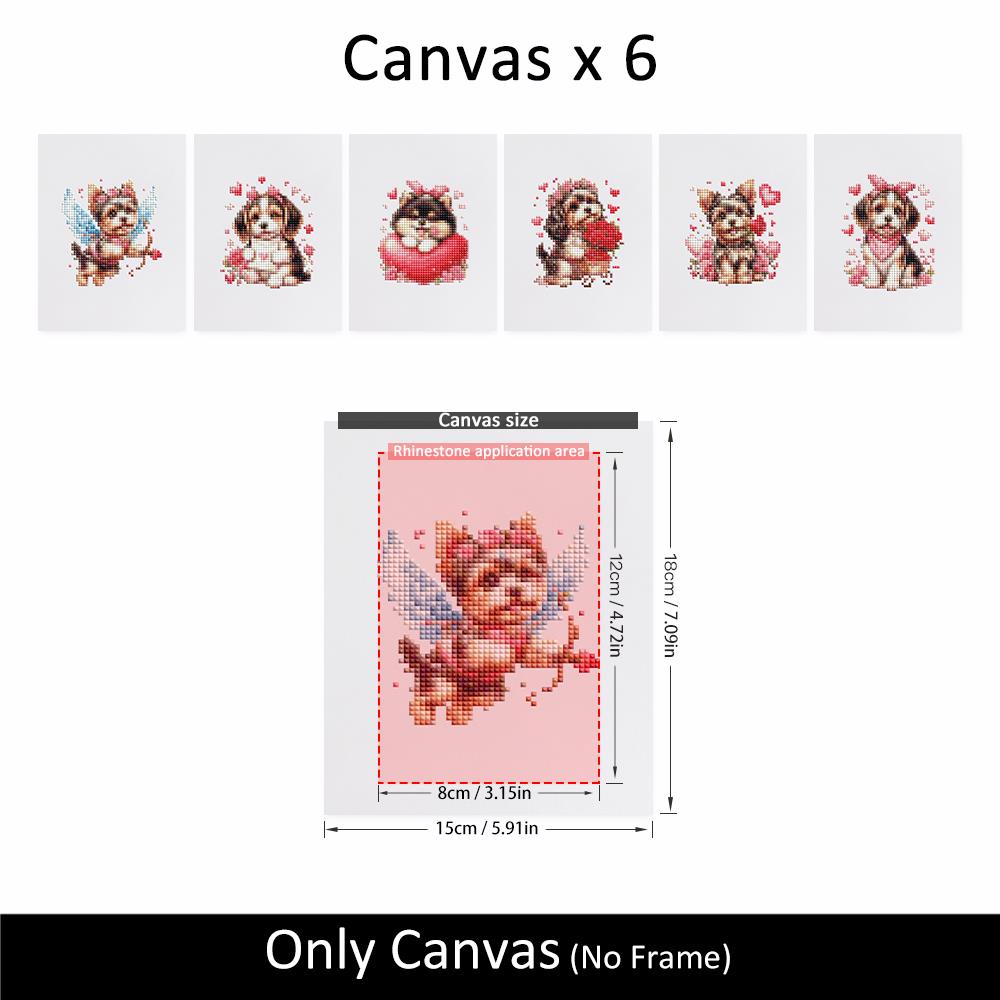 Cupid Puppies and Red Hearts mini diamond painting – image 10