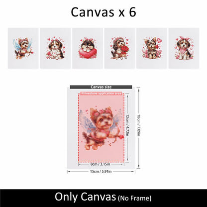 Cupid Puppies and Red Hearts mini diamond painting – image 10