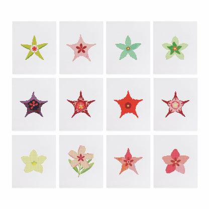 Starfish Flower Garden mini diamond painting – the 12 designs laid out on white