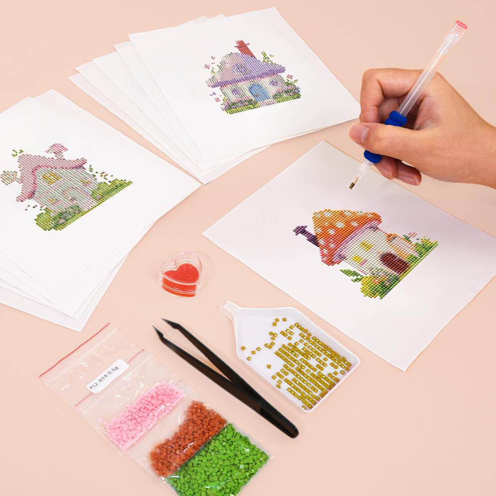 Pastel Fairy Garden Cottages mini diamond painting – image 5