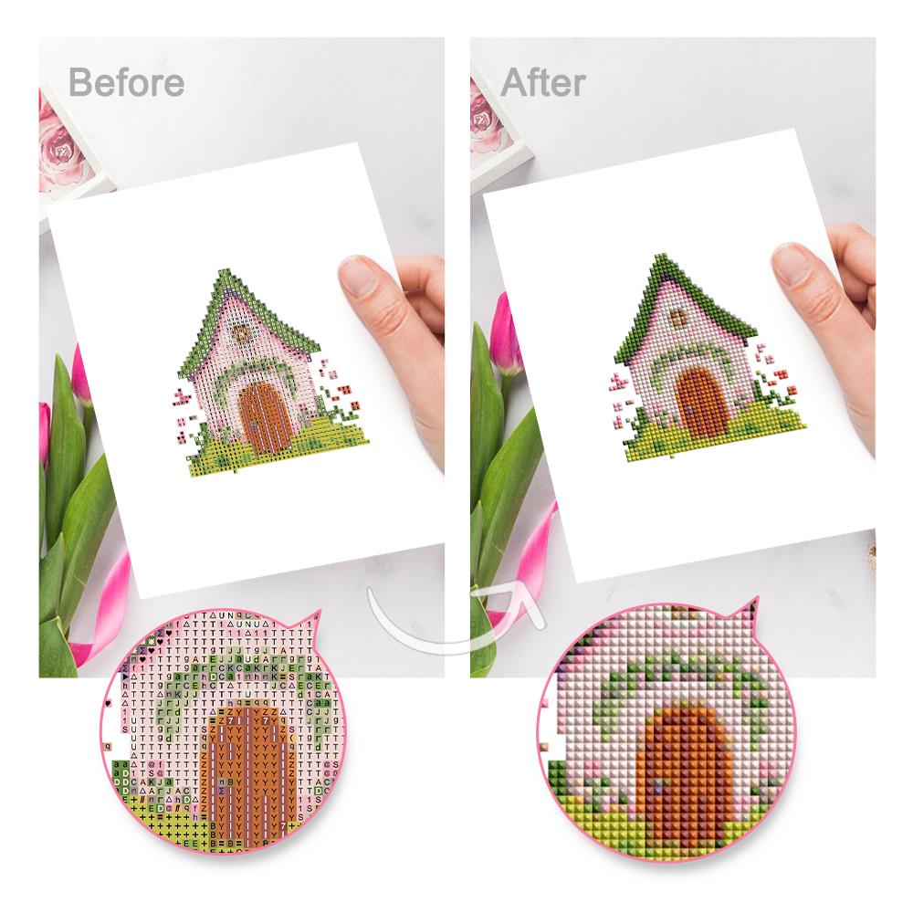 Pastel Fairy Garden Cottages mini diamond painting – image 9