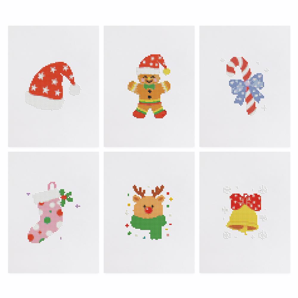 Gingerbread and Candy Cane Joy mini diamond painting – the 6 designs laid out on white
