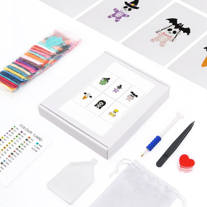 Bat-Winged Skeleton Cuties mini diamond painting – the box with 6 canvases, diamonds and tools