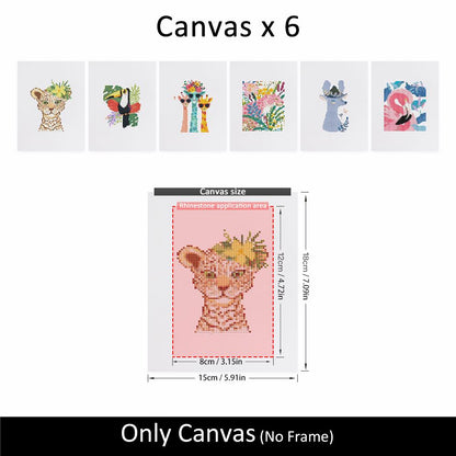 Flower-Crowned Jungle Animals mini diamond painting – image 10