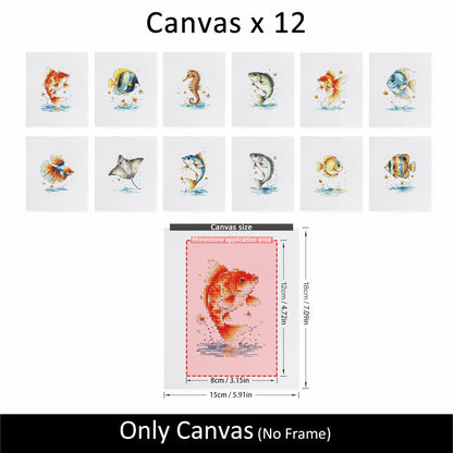 Leaping Fish and Seahorse mini diamond painting – image 10