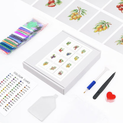 Orchard Fruit on the Branch mini diamond painting – the box with 12 canvases, diamonds and tools