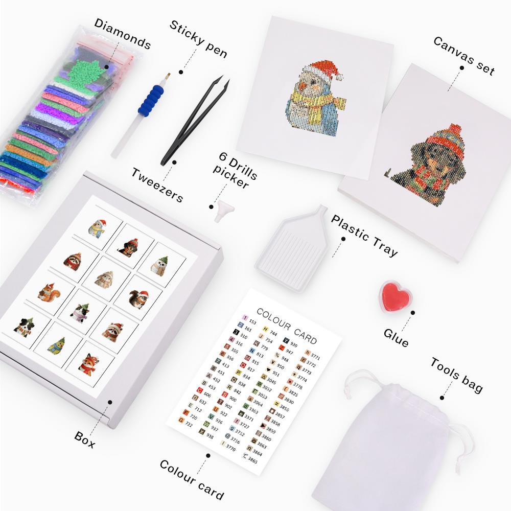 Bobble Hat Animal Friends mini diamond painting – image 4