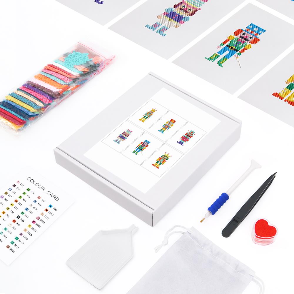 Rainbow Nutcracker Parade mini diamond painting – the box with 6 canvases, diamonds and tools