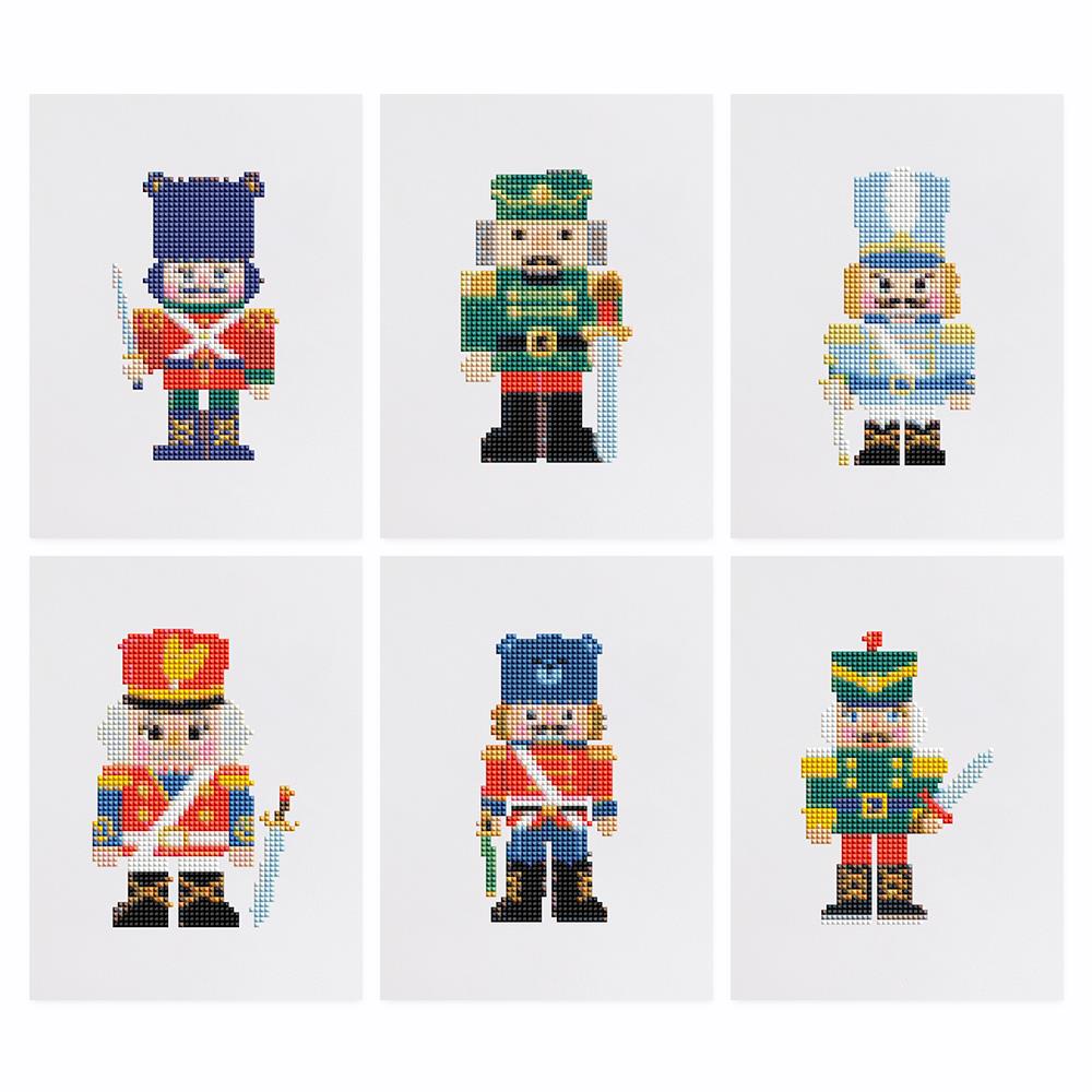 Red Coat Nutcracker Guard mini diamond painting – the 6 designs laid out on white