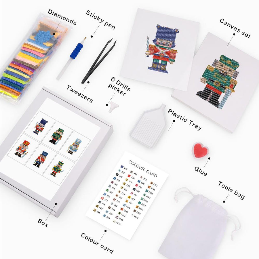 Mini diamond painting kit contents