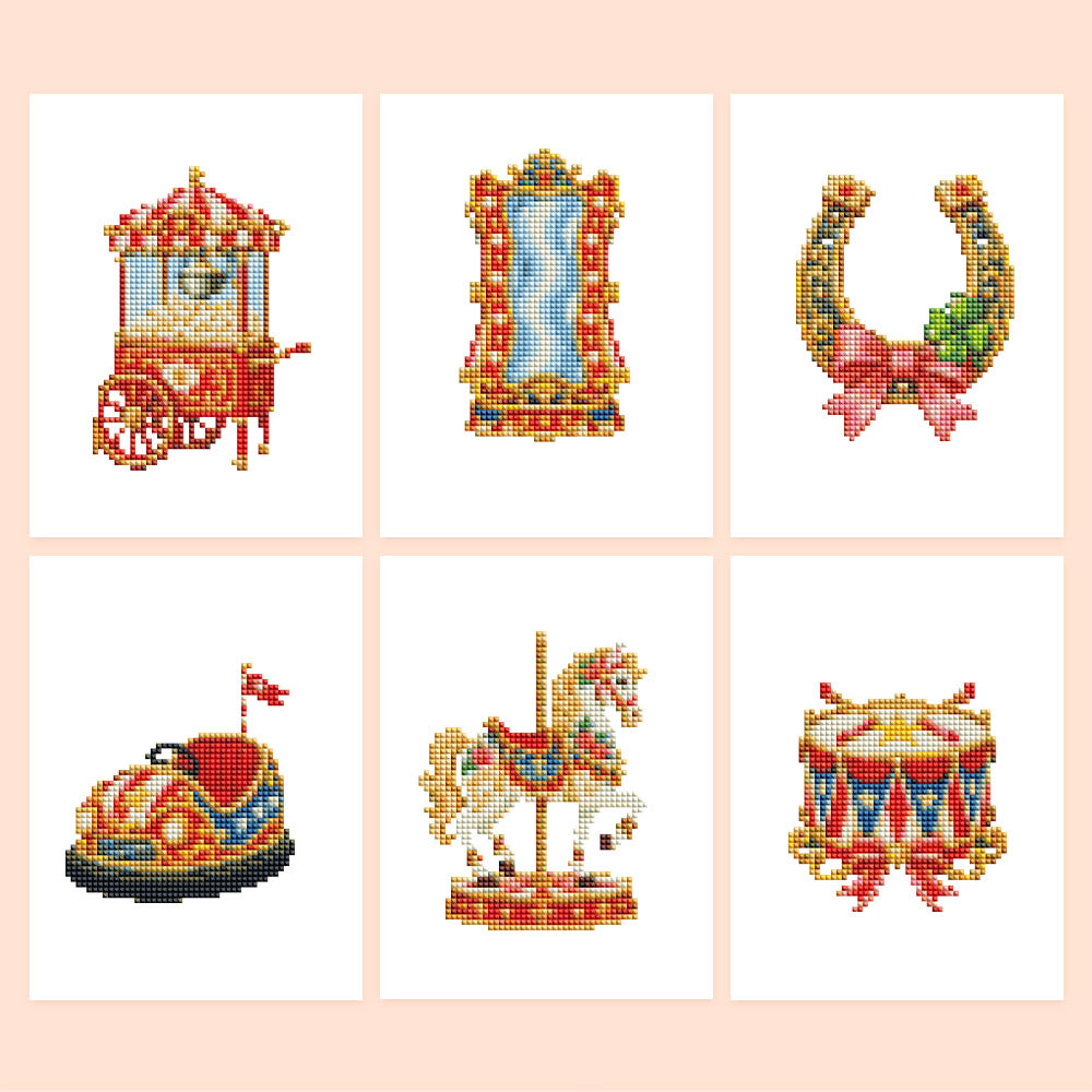 Carousel Horse and Bumper Car (Mini Diamond Painting)