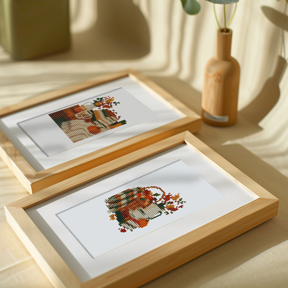 Plaid Blankets and Pumpkin Books (Mini Diamond Painting)