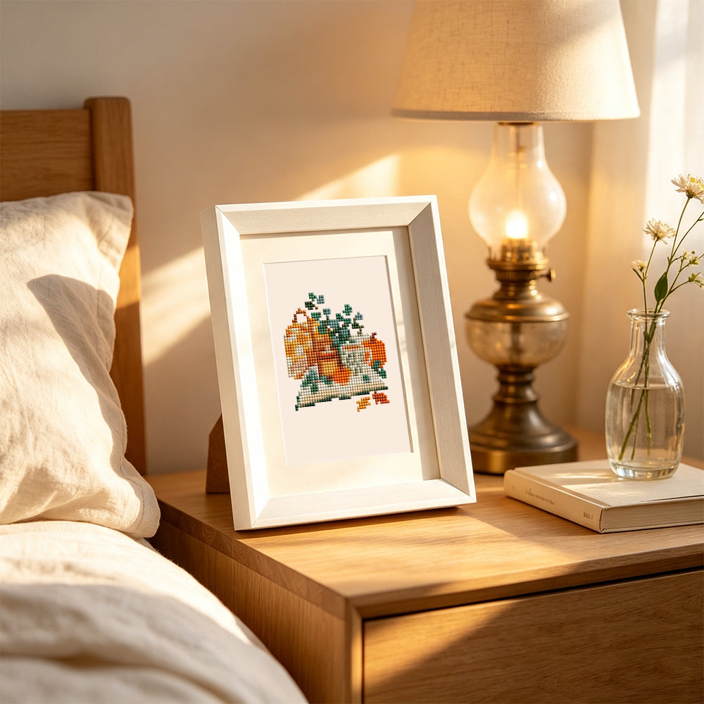 Plaid Blankets and Pumpkin Books (Mini Diamond Painting)