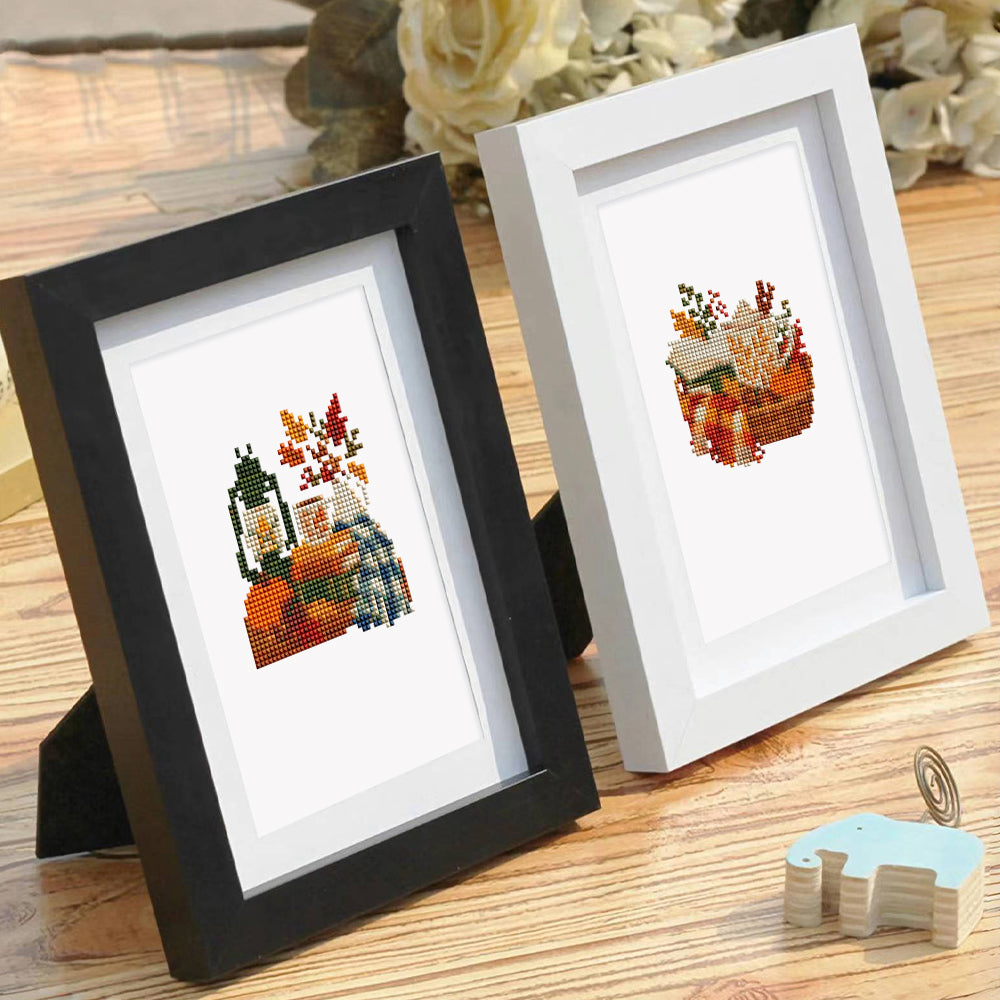 Plaid Blankets and Pumpkin Books (Mini Diamond Painting)
