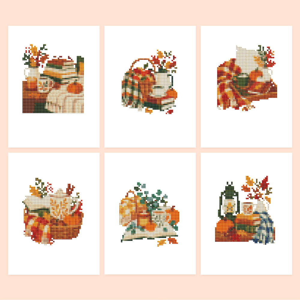 Plaid Blankets and Pumpkin Books (Mini Diamond Painting)