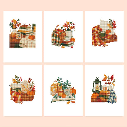 Plaid Blankets and Pumpkin Books (Mini Diamond Painting)