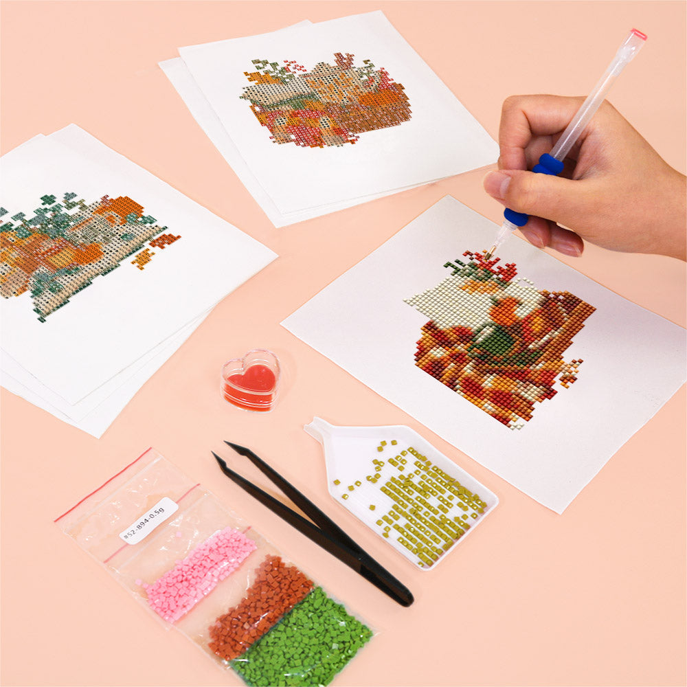 Plaid Blankets and Pumpkin Books (Mini Diamond Painting)