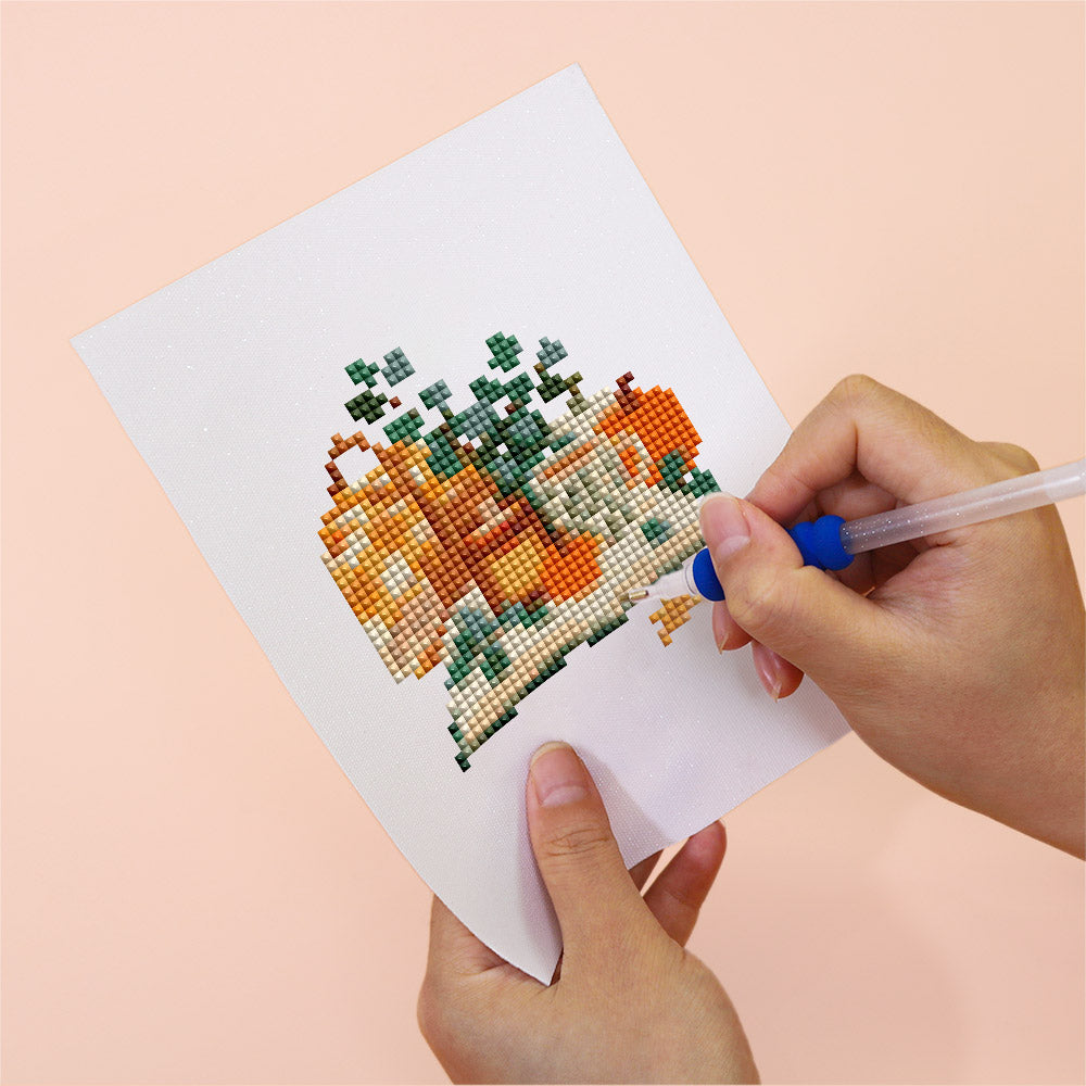 Plaid Blankets and Pumpkin Books (Mini Diamond Painting)