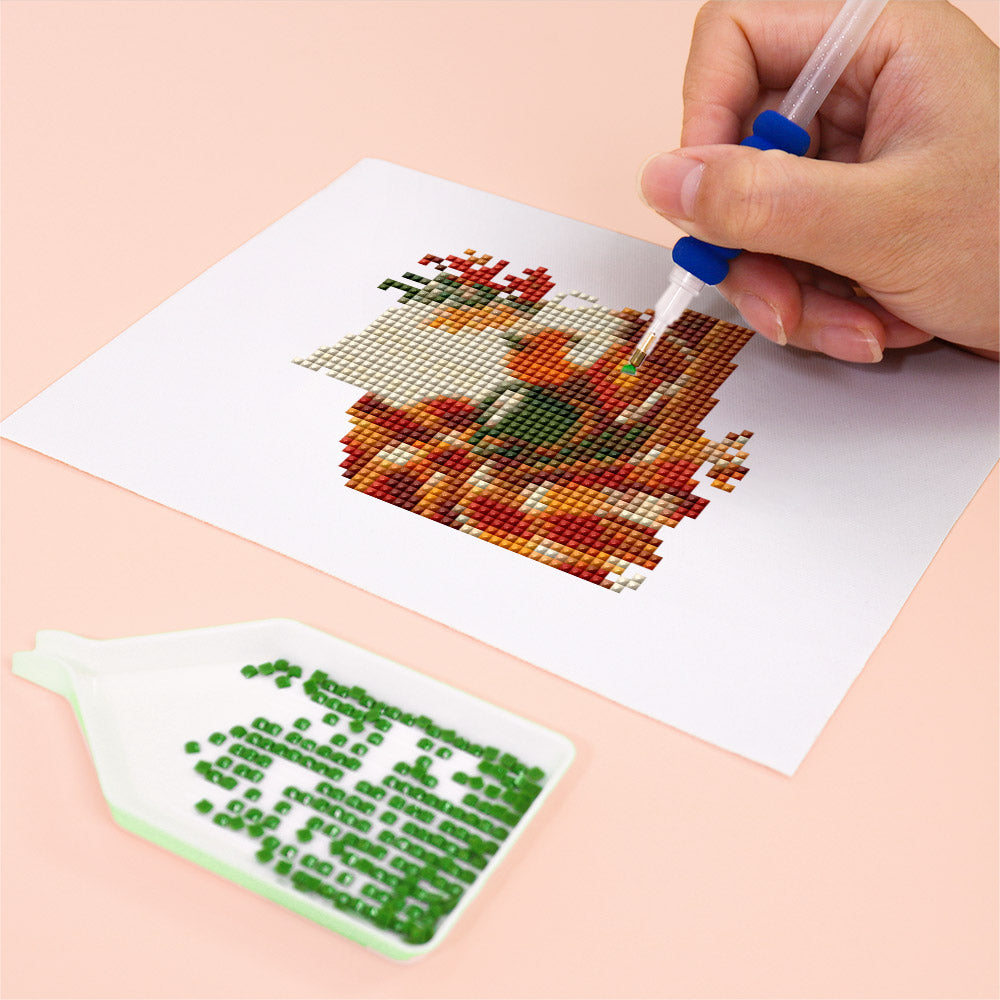 Plaid Blankets and Pumpkin Books (Mini Diamond Painting)