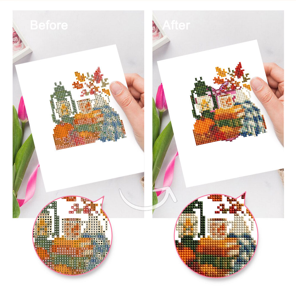 Plaid Blankets and Pumpkin Books (Mini Diamond Painting)