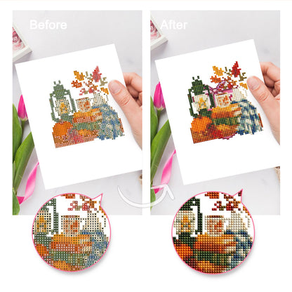 Plaid Blankets and Pumpkin Books (Mini Diamond Painting)