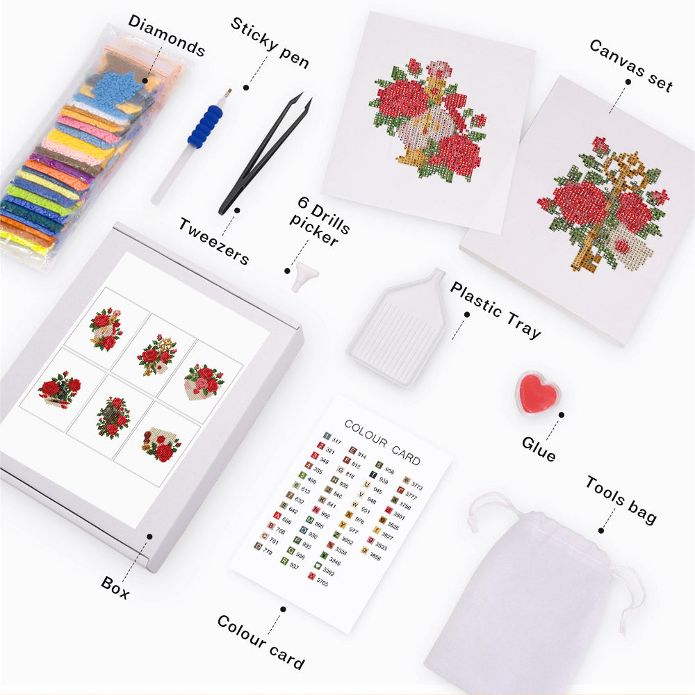 Rose Mailbox and Wax-Sealed Notes (Mini Diamond Painting)