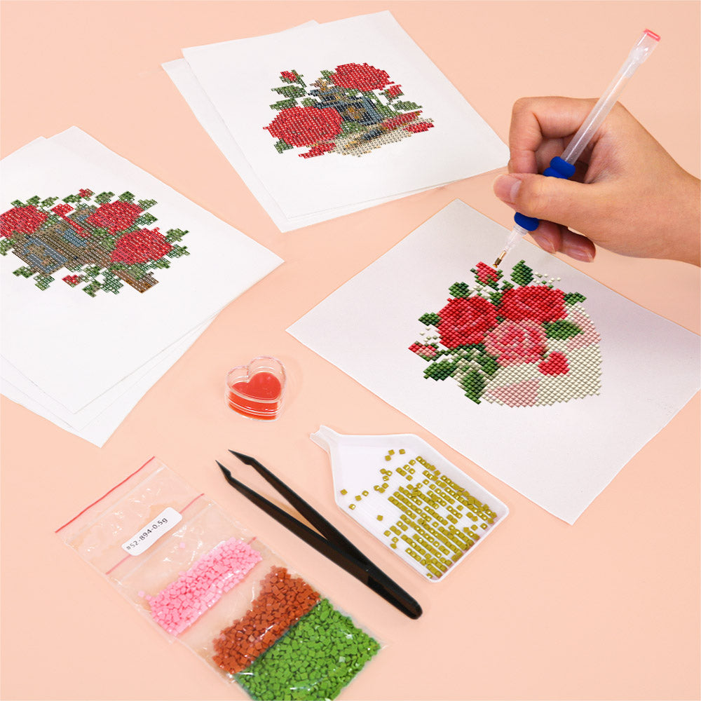 Rose Mailbox and Wax-Sealed Notes (Mini Diamond Painting)