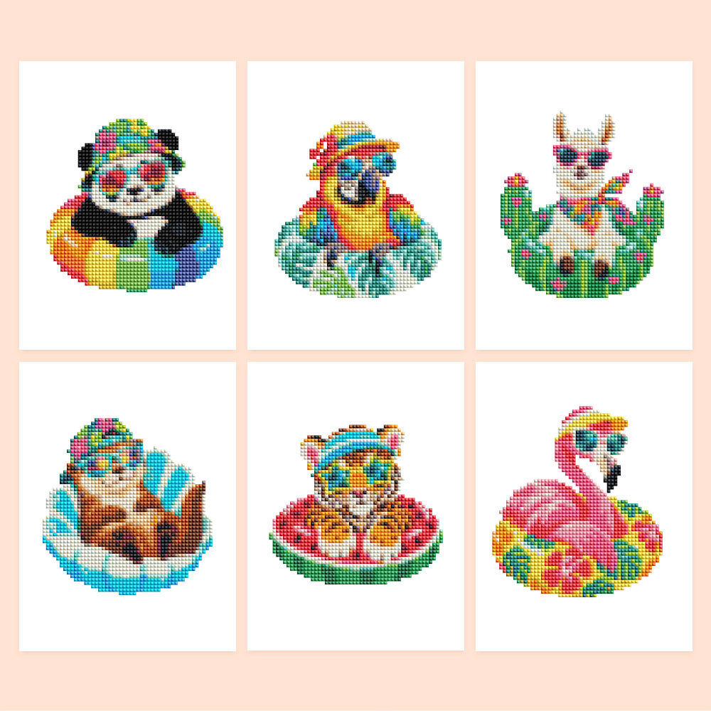 Pool Float Party Animals (Mini Diamond Painting)