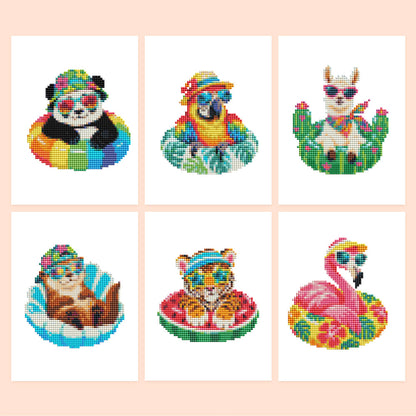 Pool Float Party Animals (Mini Diamond Painting)