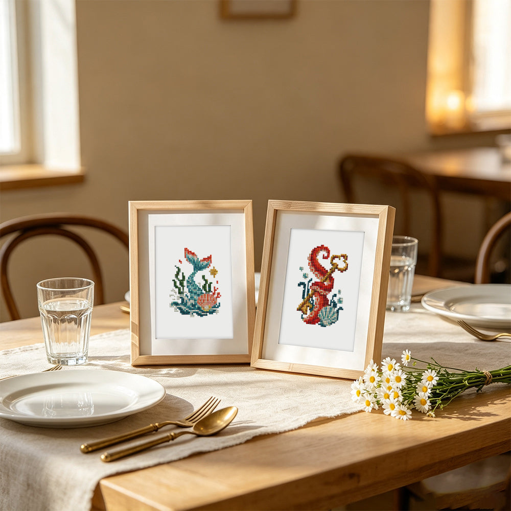 Mermaid Tail and Coral Treasures (Mini Diamond Painting)