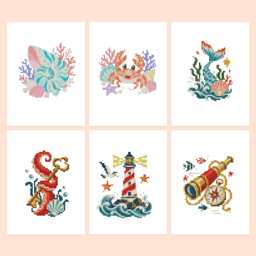Mermaid Tail and Coral Treasures (Mini Diamond Painting)