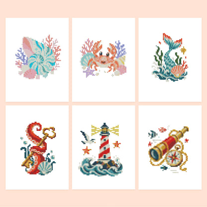 Mermaid Tail and Coral Treasures (Mini Diamond Painting)
