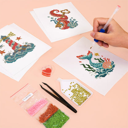 Mermaid Tail and Coral Treasures (Mini Diamond Painting)