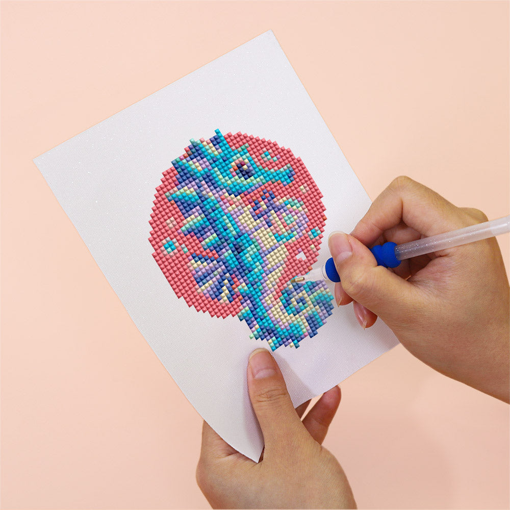Neon Circle Octopus and Flamingo (Mini Diamond Painting)