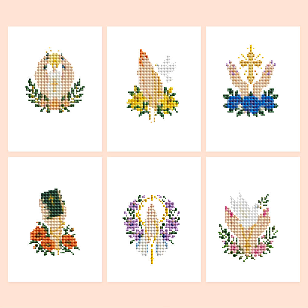 Praying Hands and Blossoms (Mini Diamond Painting)